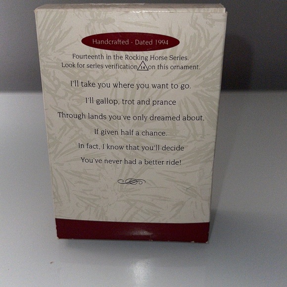 Vintage Hallmark Collector's Series Rocking Horse Ornament 1994 - Picture 5 of 5